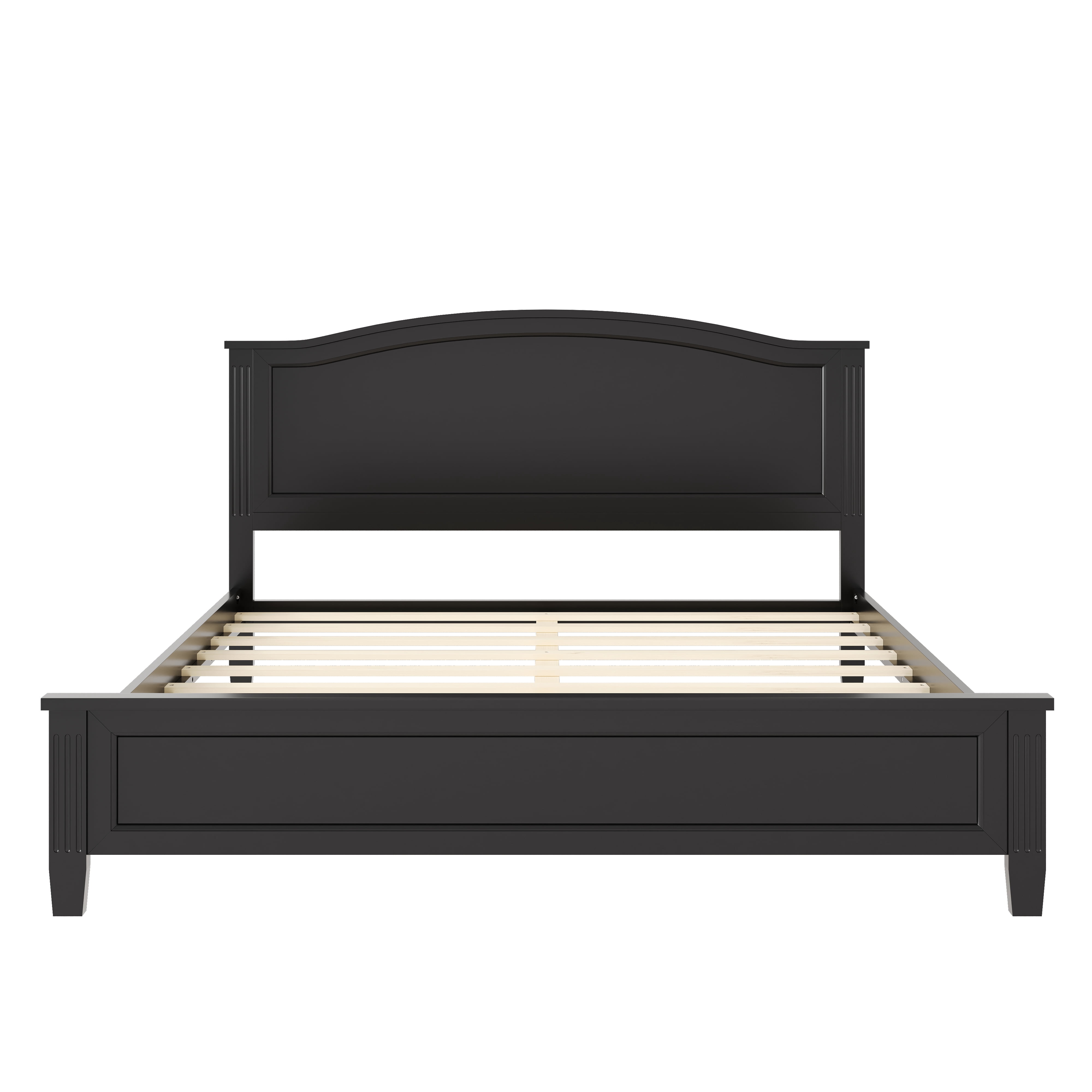 Noble House Full Platform Bed with Headboard,Wooden Slat Support Legs,No Box Spring Needed,Black