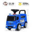 thumbnail image 2 of Patiojoy Kids Ride On Police Car 2-in-1 Toddler Push Car w/Storage Space Indoor & Outdoor Use Blue, 2 of 8