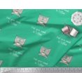 thumbnail image 3 of Soimoi Green Rayon Crepe Fabric Text & Owl Cartoon Print Sewing Fabric Yard 46 Inch Wide, 3 of 3