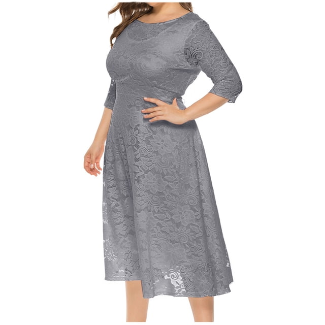 LLYwey Aubaines Robes d'Été pour Femmes Mode Col en V Fente Petite Traîne Robe Longue Robe de Soirée Robe Longue Nouvelle Robes Décontractées Gris TG