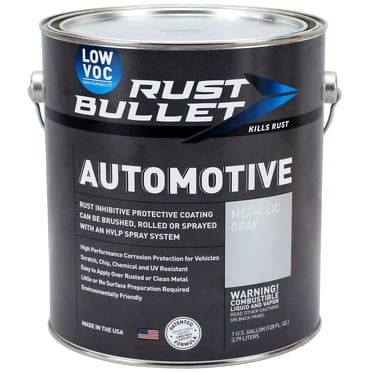 RUST BULLET Automotive - Metallic Gray - 1 Gallon - Low VOC - Anti-Rust Paint for Cars and Trucks, Easy Application, UV Resistant, No Primer Needed, Durable Finish