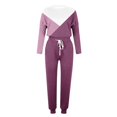 thumbnail image 5 of CHOK Womens Sport Set Long Sleeve Patchwork Color with Loose Cozy Petite Sweatpant Trendy Fall Winter Suits (X-Large  Pink), 5 of 5
