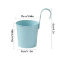 thumbnail image 3 of 4 Inch Railing Planter for Outdoor Plants - Small Balcony Hanging Flower Pots with Detachable Hooks and Drain Holes Metal Oval Bucket Rail Box Fence Planters for Home Garden Decor, Multicolor, 3 of 7
