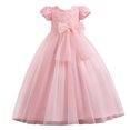 thumbnail image 2 of EGNMCR Vêtements pour Bébé Fille Robe Enfants Robe Sans Manches Princesse Nœud Papillon Dentelle Fleurs Robe en Tulle Robe Capitonnée, 2 of 9
