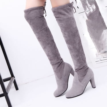 Amzcrzy Bottes au-Dessus du Genou pour Femmes Hiver Chaudes Bottes à Rivets pour Femmes à Fermeture Éclair Talons Sabots Équitation Cheval Mi-Mollet Cuissardes Bottes pour Femmes Bottes Hauteur Genou Bottes pour Femmes Bottes pour Femmes