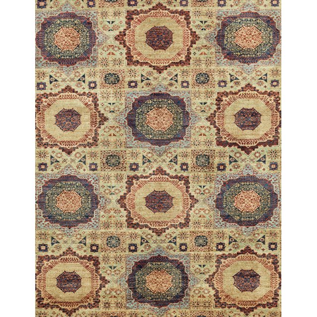 Ahgly Company Indoor Rectangle Abstract Brownish Green Abstract Area Rugs, 7' x 9'