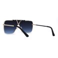 thumbnail image 2 of SA106 Luxury Rimless Oversize Shield 90s Fashion Sunglasses Gold Navy, 2 of 4