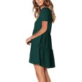 thumbnail image 3 of Fridja Robe Ample Décontractée pour Femmes, Couleur Unie, Col en V, Manches Courtes, Coupe Évasée, 3 of 6