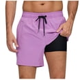 thumbnail image 1 of hotojiny 2 in 1 Workout Shorts for Men Fashion Color Block Stretch Gym Short Pants Breathable Drawstring Running Athletic Shorts, 1 of 4