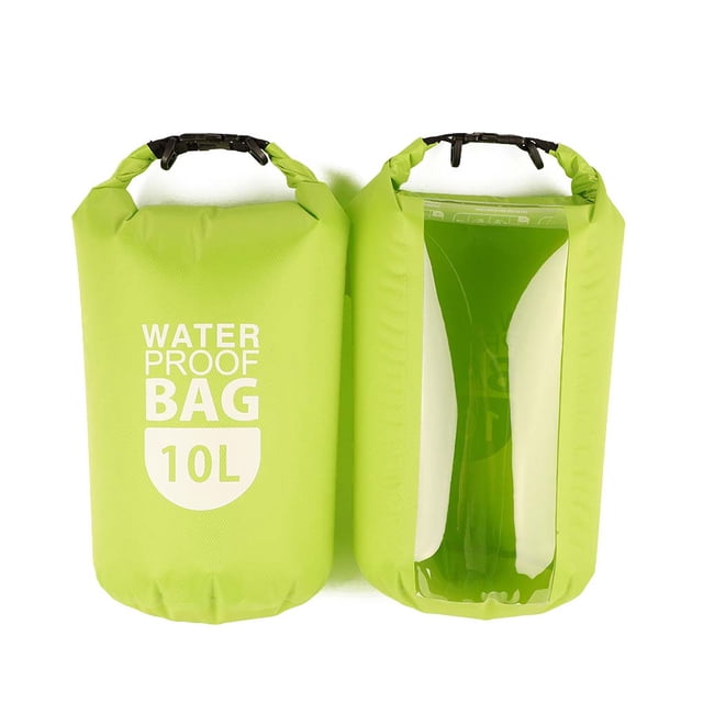 Unatoiry Sac Étanche d'Extérieur Double Sac à Main à une Épaule Léger Grande Capacité Sacs en PVC Imperméables Natation Randonnée Canotage Camouflage Vert 2L Sans Bretelles 1 Ensemble