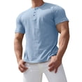 thumbnail image 3 of BOBOGOJP T-Shirts de Mode pour Hommes Manches Courtes Col Rond Hauts de Travail Couleur Unie Chandail (Bleu,G), 3 of 5
