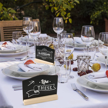Lot de 24 Mini Panneaux de Tableau Noir, Tableaux de Notes de Cuisine avec Supports 10x7,2 cm Petit Tableau Noir Tableau de Messages pour Table