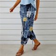 thumbnail image 4 of CHOK Ladies Capris with Pockets Cotton Linen Blend Drawstring Solid Womens Summer Pants Comfy Trousers(XL White), 4 of 7