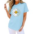 thumbnail image 1 of Women It's A Beautiful Day Letter Daisy Print Short Sleeve T-Shirt, 1 of 6