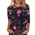 thumbnail image 1 of Hot Sale!! Hauts de la Saint-Valentin à Manches 3/4 pour Femmes Grande Taille Tunique à Col Rond Tenues Douces pour la Saint-Valentin Violet + m, 1 of 4
