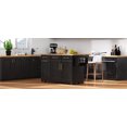 thumbnail image 3 of 59.3" Kitchen Island with Storage 2 Pull Out Cabinet Organizers & Rubber Wood Drop Leaf, Rolling Kitchen Island with Trash Can Storage, Power Outlet, Spice & Towel Rack for Kitchen, Dining, Black, 3 of 33