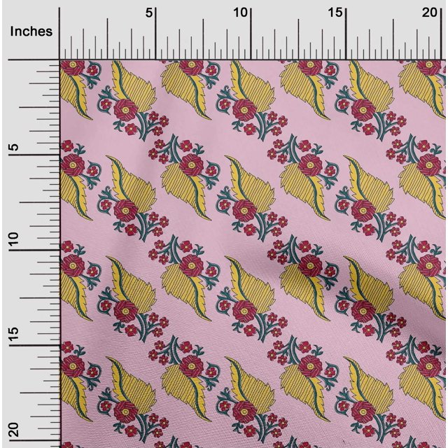 oneOone Cotton Poplin Fabric Leaves Block Print Fabric By The Yard 42 Inch Wide