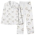 thumbnail image 1 of MeetoTime Pyjama d'Automne pour Femme, Ensemble 2 Pcs, Haut à Manches Longues Boutonné et Pantalon, Tenue de Nuit, 1 of 7