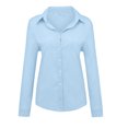 thumbnail image 5 of Gupgi Female  Long Sleeve Shirts, Casual Loose Button-Down Turndown Collar Top Cloth, 5 of 5