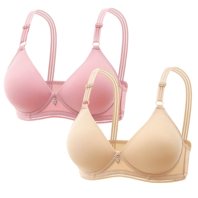 Timegard 2pc Push up Bras for Women Full Coverage Adjustable Strap Wirefree Comfortable Everyday Bralette