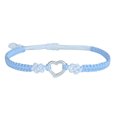 thumbnail image 1 of Heart Shape Peach Flower Woven Bracelet Cute Heart Shape Design Adjustable Sliver Transship Bracelets For Womens Girls, 1 of 3
