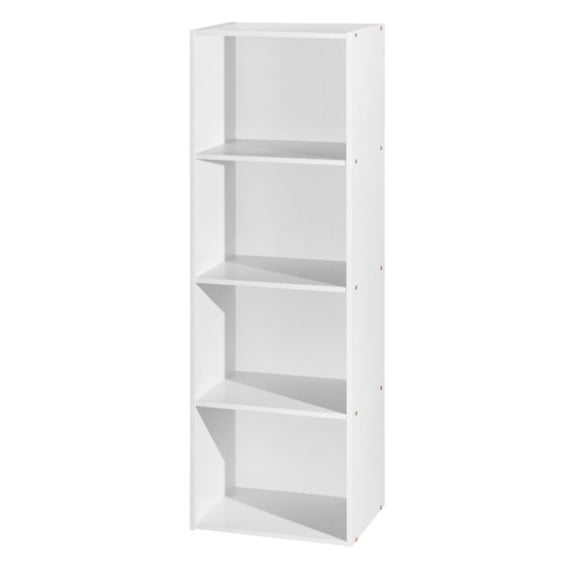 Hodedah Bibliothèque à 4 Tablettes de 12 x 16 x 47 Pouces et Organisateur de Bureau, Blanc