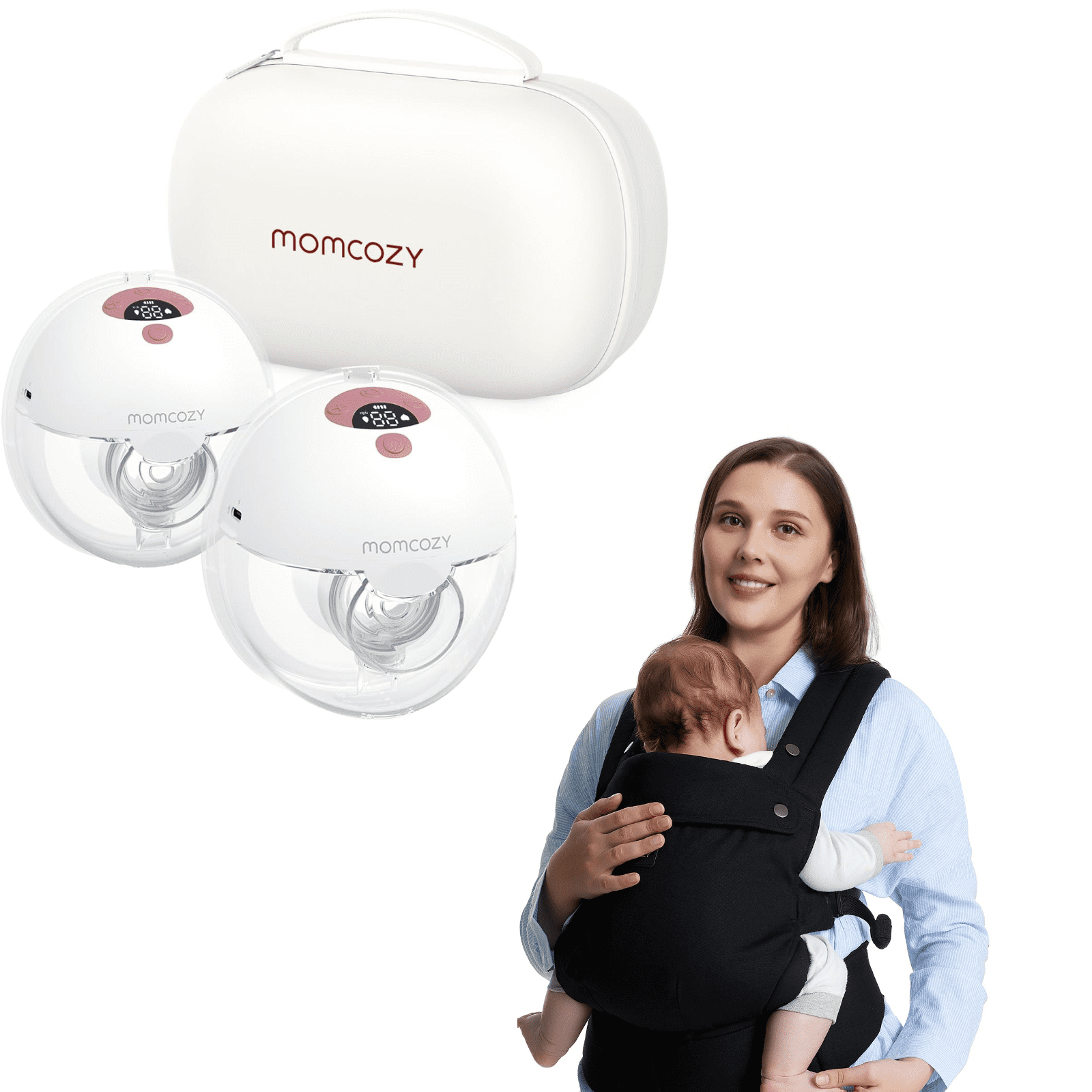 Momcozy M5 All-in-one Breast Pump,3 Modes 9 Levels &Momcozy Baby Carrier, Ergonomic, Cozy and Lightweight