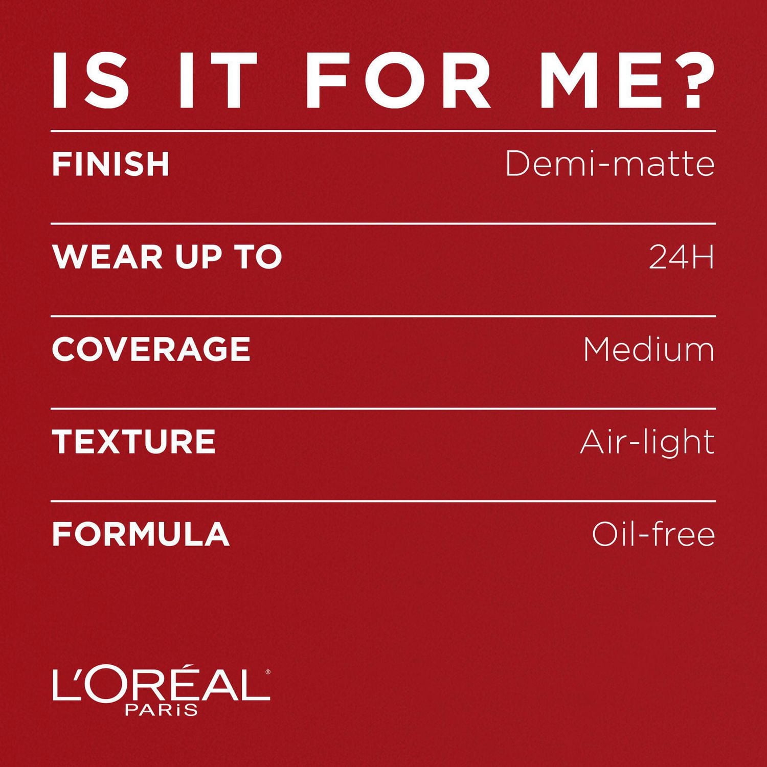 L'Oréal Paris Fond de Teint Pro - Mat/ Sans Huile, Léger