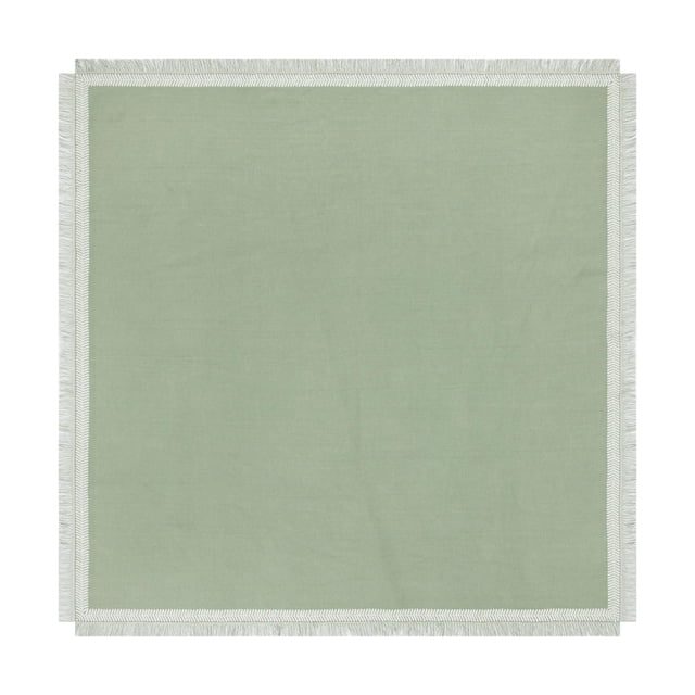Mainstays Jeté de Table Global 50 x 50 Pouces Vert Nappe 100 % Coton avec Tissage Texturé Uni et Bords à Franges, Idéal pour le Linge de Table de Salle à Manger et Aussi Adapté comme Jeté Décoratif.