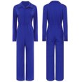 thumbnail image 1 of Aislor Combinaison Décontractée pour Femme à Manches Courtes, Combinaison à Boutons, Couleur Unie, Col Rabattu, Manches Longues, Bleu, P, 1 of 7
