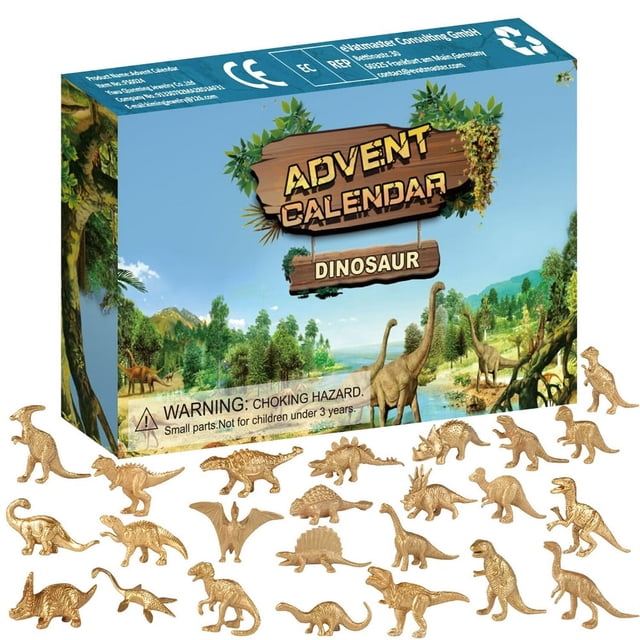 Jouets d'Animaux en PVC Dorés de Simulation – Modèle de Dinosaure Réaliste Décoration de Noël 24 Compte à Rebours Jouet Cadeau
