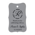 thumbnail image 1 of 100 PCS Custom Made Scallop Edges Hang Tags Thank You For Celebrating Wedding Favor Gift Paper Tags, 1 of 1