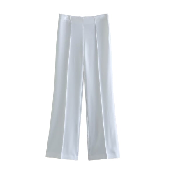 LLYwey Sales Clearance Womens Tall Pants Ladies Straight Slim High Waist Casual Suit Pants New Full Length Pants Trousers Regular Fitted White L