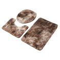 thumbnail image 2 of Shaggy Bath Mats Set 3 Piece with Toilet Lid Cover Washable U Shape Rug Non Slip Carpet Bathroom Rug Sets for Shower under The Sink Brown, 2 of 8