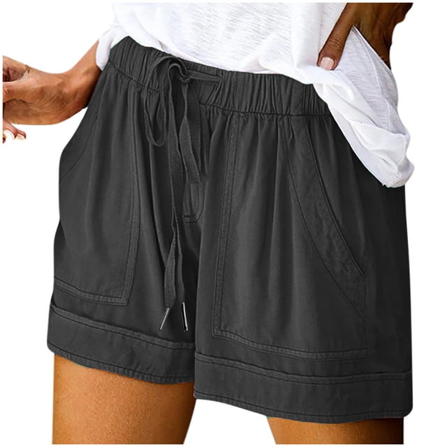 Timegard Womens Wide Leg Shorts Summer Plus Size Casual Loose Comfy Shorts Drawstring Travel Solid Color