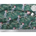 thumbnail image 2 of Soimoi Green polyester Crepe Fabric Leaves & Woodpecker Bird Print Fabric by Yard 52 Inch Wide, 2 of 3