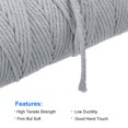 thumbnail image 3 of Unique Bargains Cotton Rope Twine String Twisted Braided Cord, Light Grey 200m/218 Yard for Wall Hanging, Macrame Knotting, 3 of 7