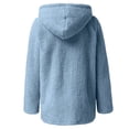 thumbnail image 4 of Womens Fuzzy Fleece Jackets 2023 Clearance Solid Zipper Sharpa Coat Fall Winter Warm Thick Hooded Jacket with Pockets, 4 of 6