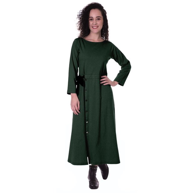 Moomaya Full Sleeves Maxi Dress Long Button Down Solid Casual Slit Dresses