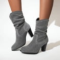 thumbnail image 1 of LSLJS Bottes de Mode pour Femmes Femmes Bout Rond High Heel Escarpins Talon Épais Bottes à Talon Moyen, Bottes Mi-Mollet pour Femmes, Bottes pour Femmes, 1 of 7