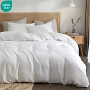 JOLUSERE 100% Organic Cotton Duvet Cover Twin Size, 2 Pieces Double Layer Cotton Gauze Bed Set Duvet Cover,Pearl White