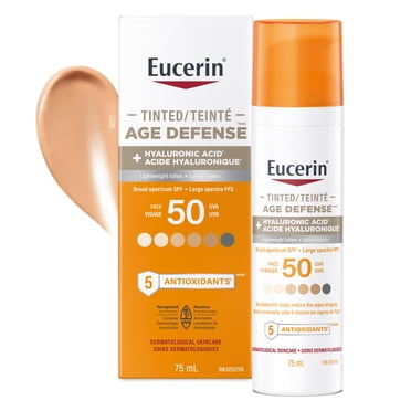 Eucerin Tinted Age Defense SPF 50 Face Sunscreen Lotion with Hyaluronic Acid, 75 ml
