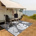 thumbnail image 4 of Waterproof Reversible Outdoor Rug 8x10ft – Modern Grey Patio Carpet – Durable Plastic Straw Mat, Collapsible, Washable, Storage Bag – Gray, USA, 4 of 8