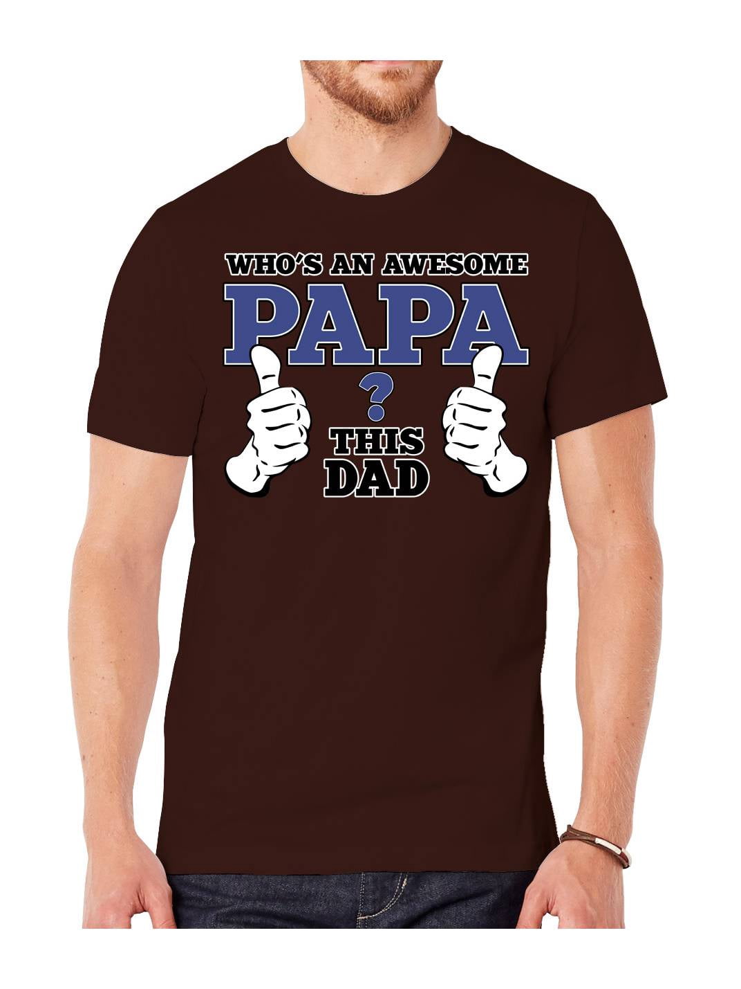 Mens "Who's An Awesome Papa" Short-Sleeve T-Shirts - Brown - Large