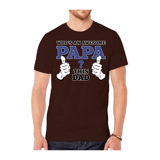 T-Shirts à Manches Courtes pour Hommes « Who's An Awesome Papa » - Brun - Moyen