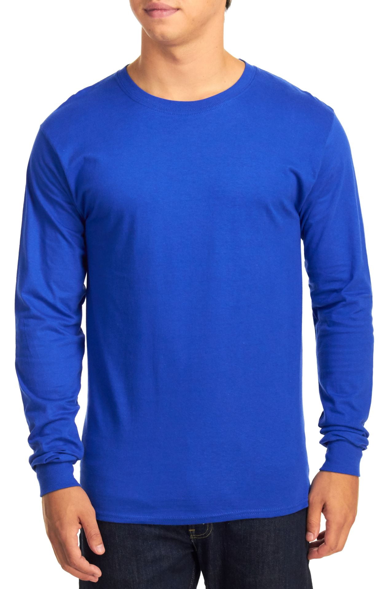 Hanes Men's Long Sleeve Beefy-T T-Shirts, Deep Royal, Small