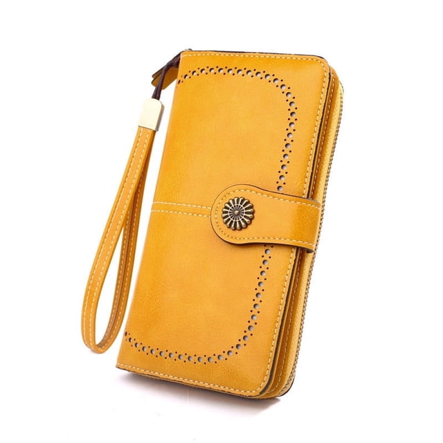 RXIRUCGD Womens Wallet Blocking Leather Multi Card Case Ladies Purse Wristlets