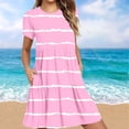 thumbnail image 1 of pstuiky Robes, Robe T-Shirt d'Été Décontractée à Manches Courtes pour Femme, Robes Mini à Étages avec Poches, Robes Grande Taille en Liquidation, 1 of 6
