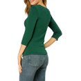 thumbnail image 3 of INSPIRE CHIC Women's Button Decor V Neck 3/4 Sleeve Solid Blouse Knitted Ruched Top, 3 of 6
