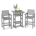 thumbnail image 2 of Costway Ensemble de Bar de Patio 3 Pcs en HDPE Fauteuils avec Table Haute Carrée Repose-Pieds Dossier Gris, 2 of 10